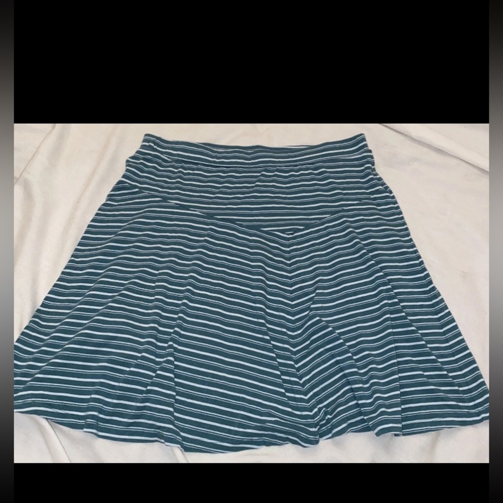 nau Women's XL Astir Swing Skirt Jade Stripe Organic Cotton, Tencel, Spandex